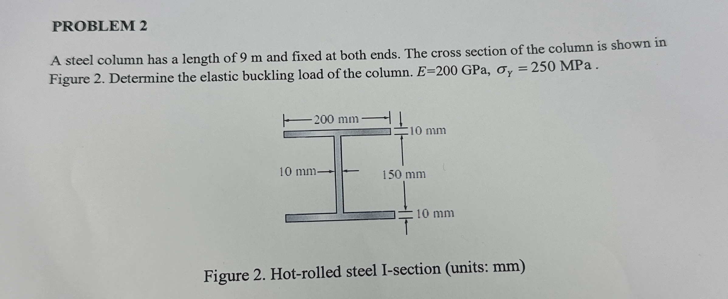 PROBLEM 2 A steel column has a length of 9 m and