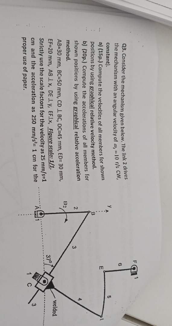 Q 3 . Consider the mechanism given below, The