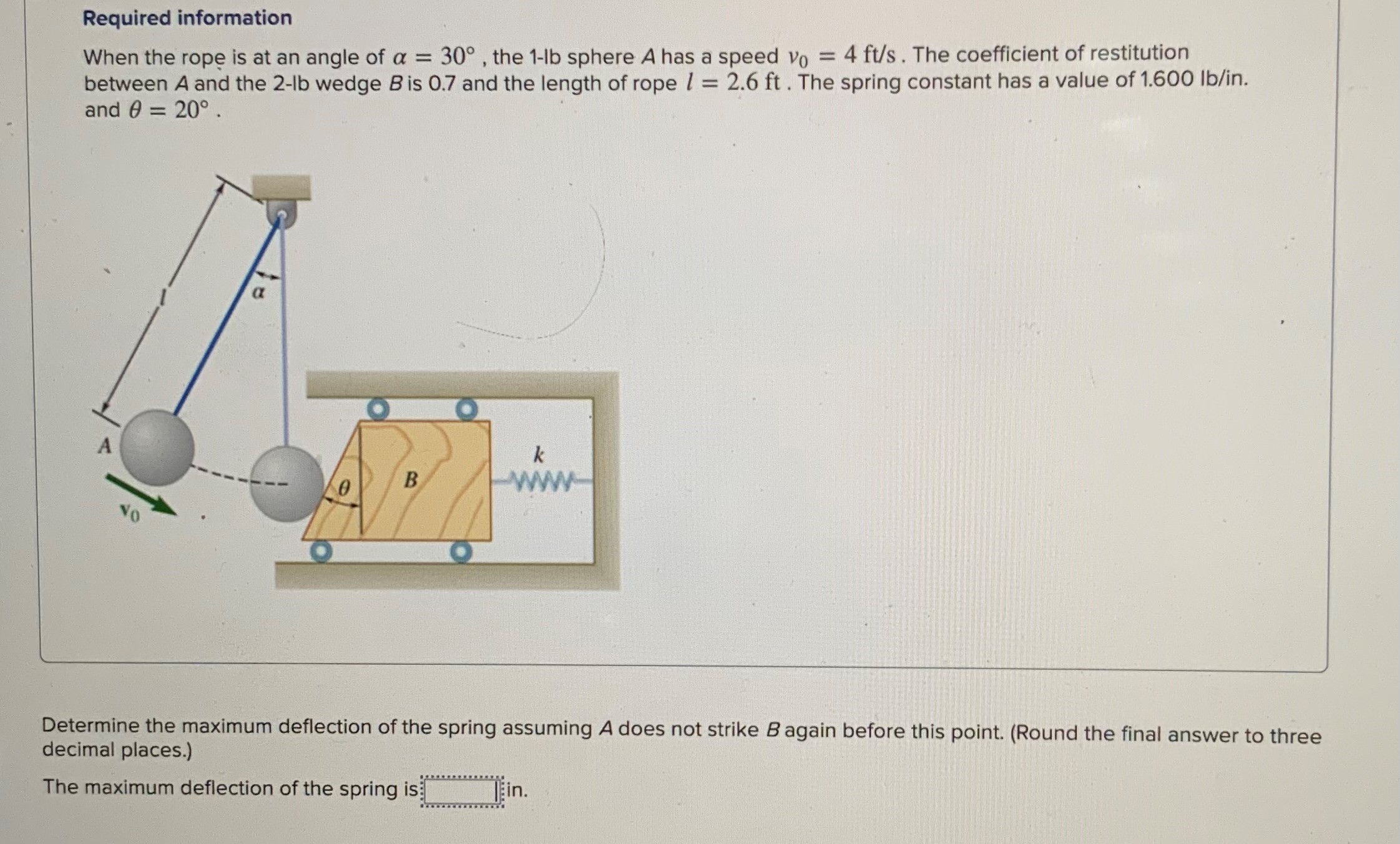 Required information When the rope is at an angle