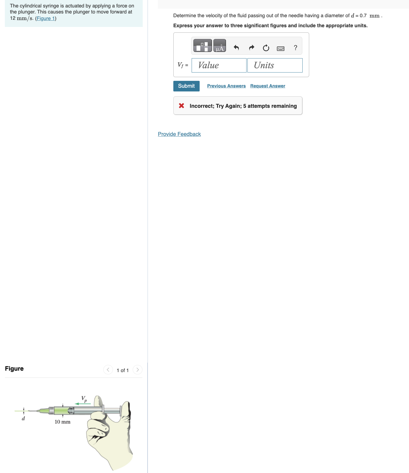 The cylindrical syringe is actuated by applying a