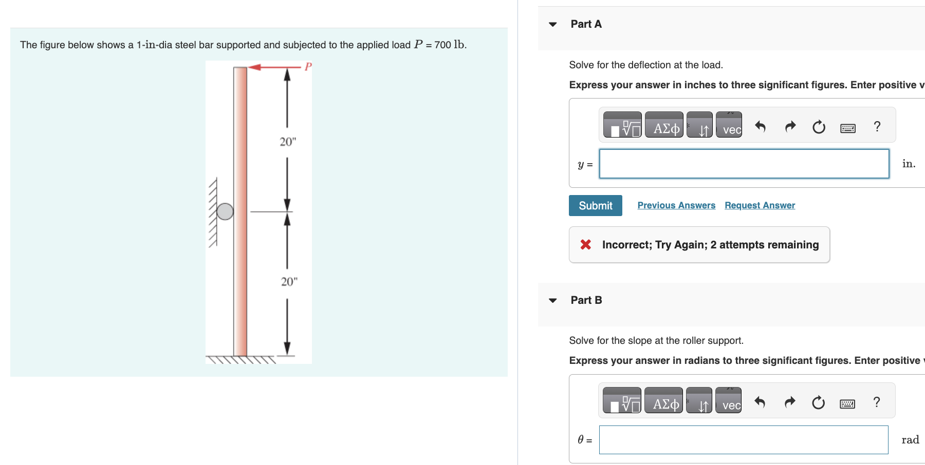 The figure below shows a 1 - in - dia steel bar