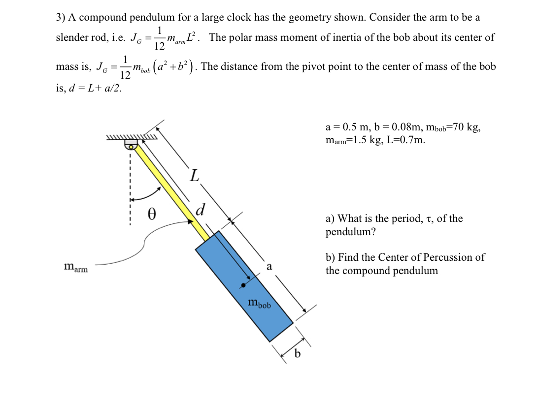 A compound pendulum for a large clock has the