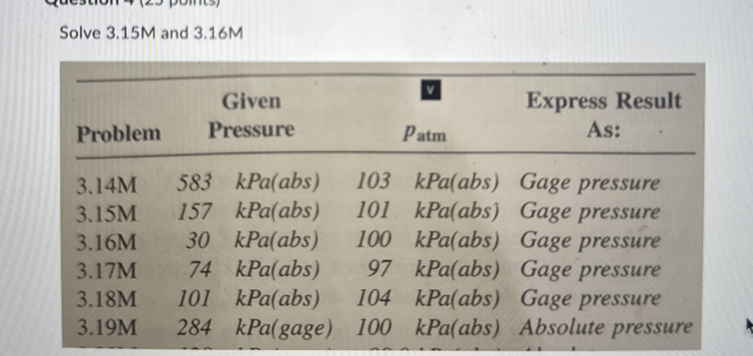 Solve 3 . 1 5 M and 3 . 1 6 M \ table [ [ Problem
