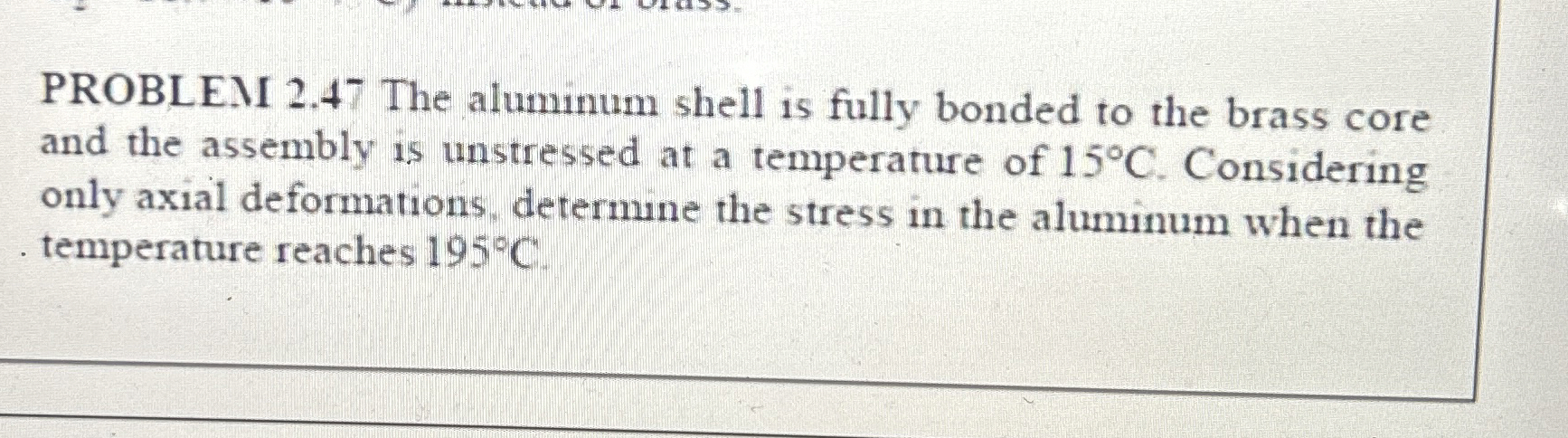 PROBLEM 2 . 4 7 The aluminum shell is fully