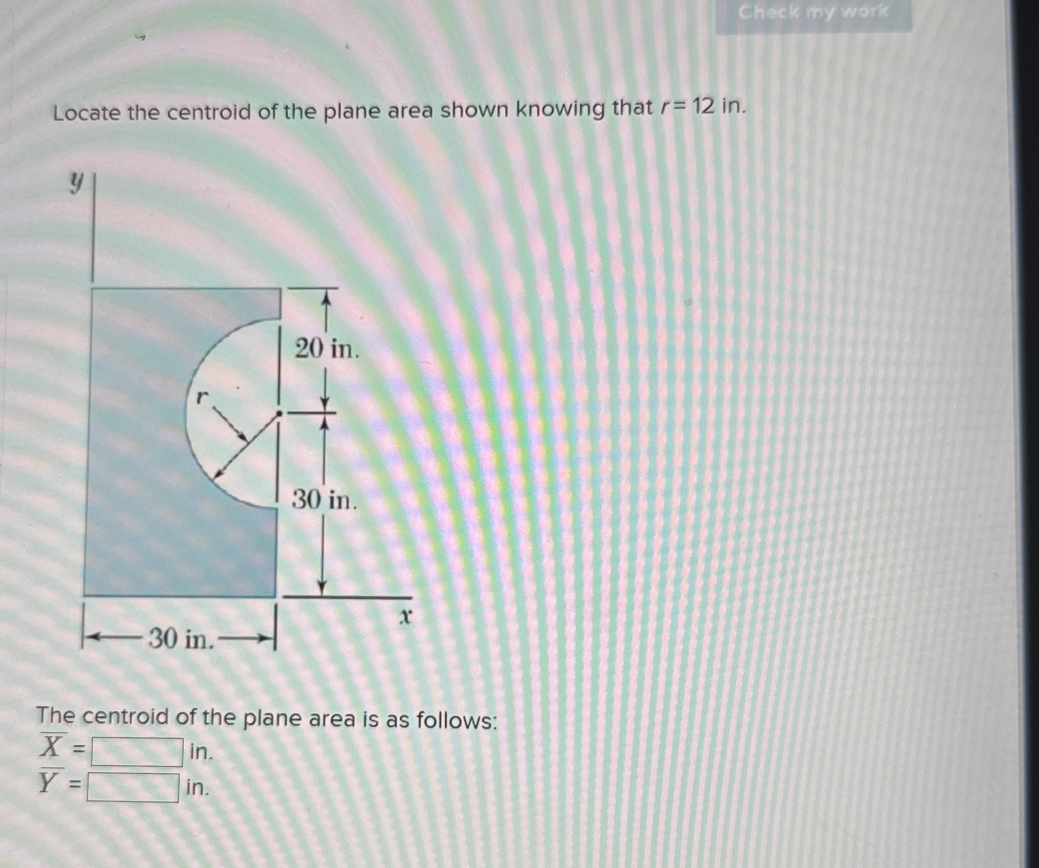 Locate the centroid of the plane area shown