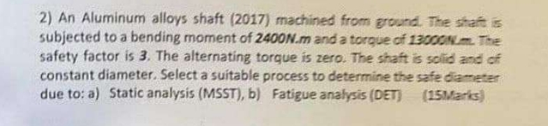 An Aluminum alloys shaft ( 2 0 1 7 ) machined