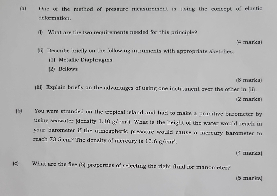 ( a ) One of the method of pressure measurement