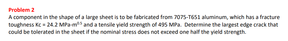 Problem 2 A component in the shape of a large