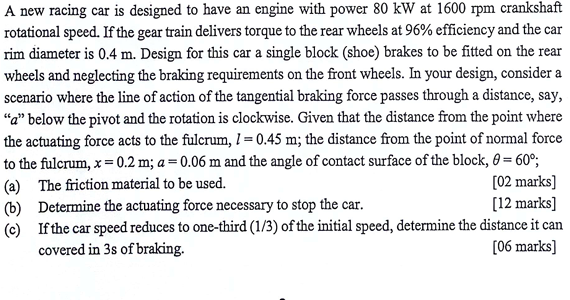A new racing car is designed to have an engine