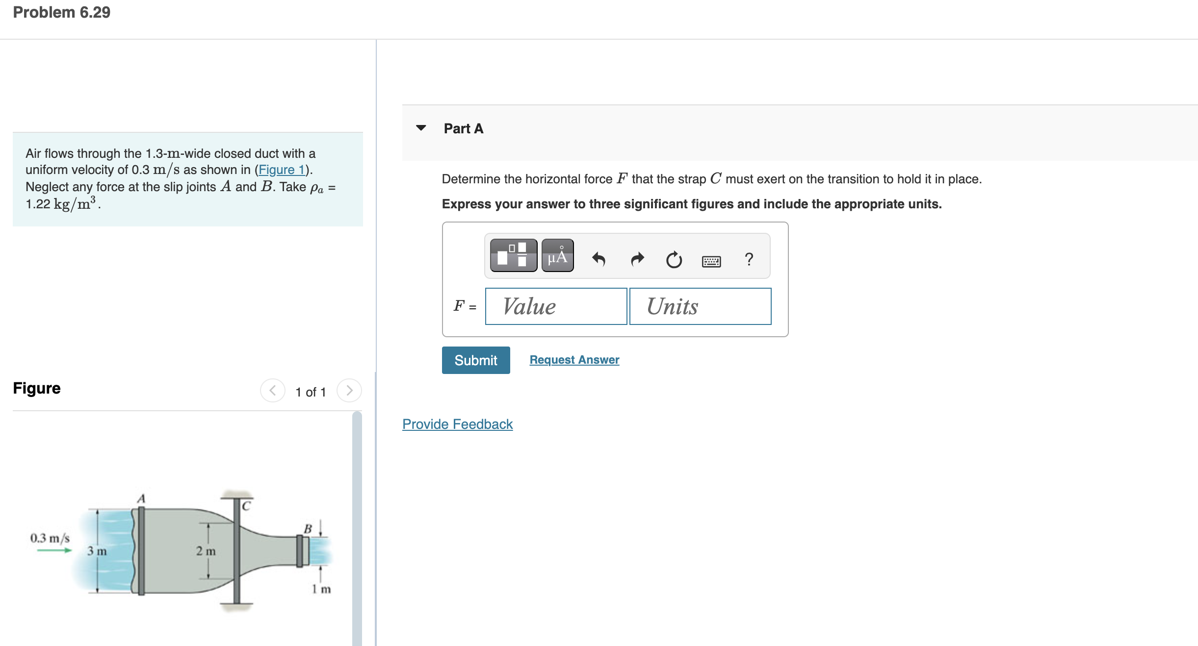 Problem 6 . 2 9 Air flows through the 1 . 3 - m -