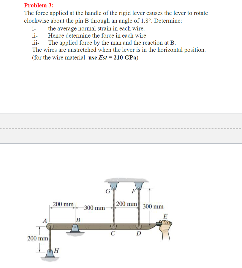 Problem 3 : The force applied at the handle of