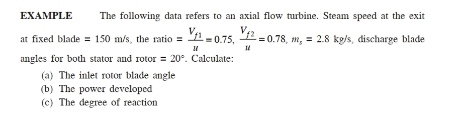 EXAMPLE The following data refers to an axial