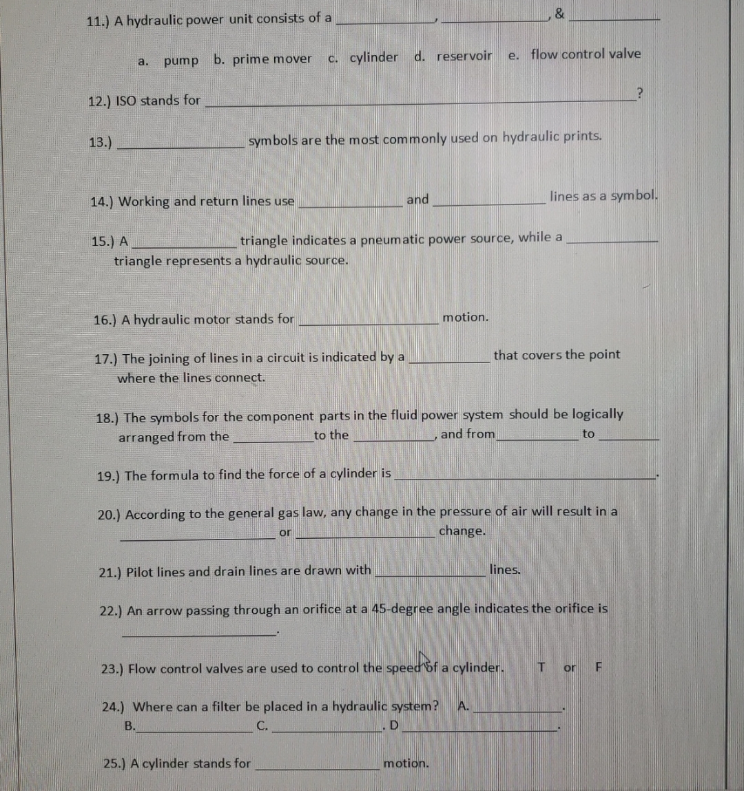 1 1 . ) A hydraulic power unit consists of a a .