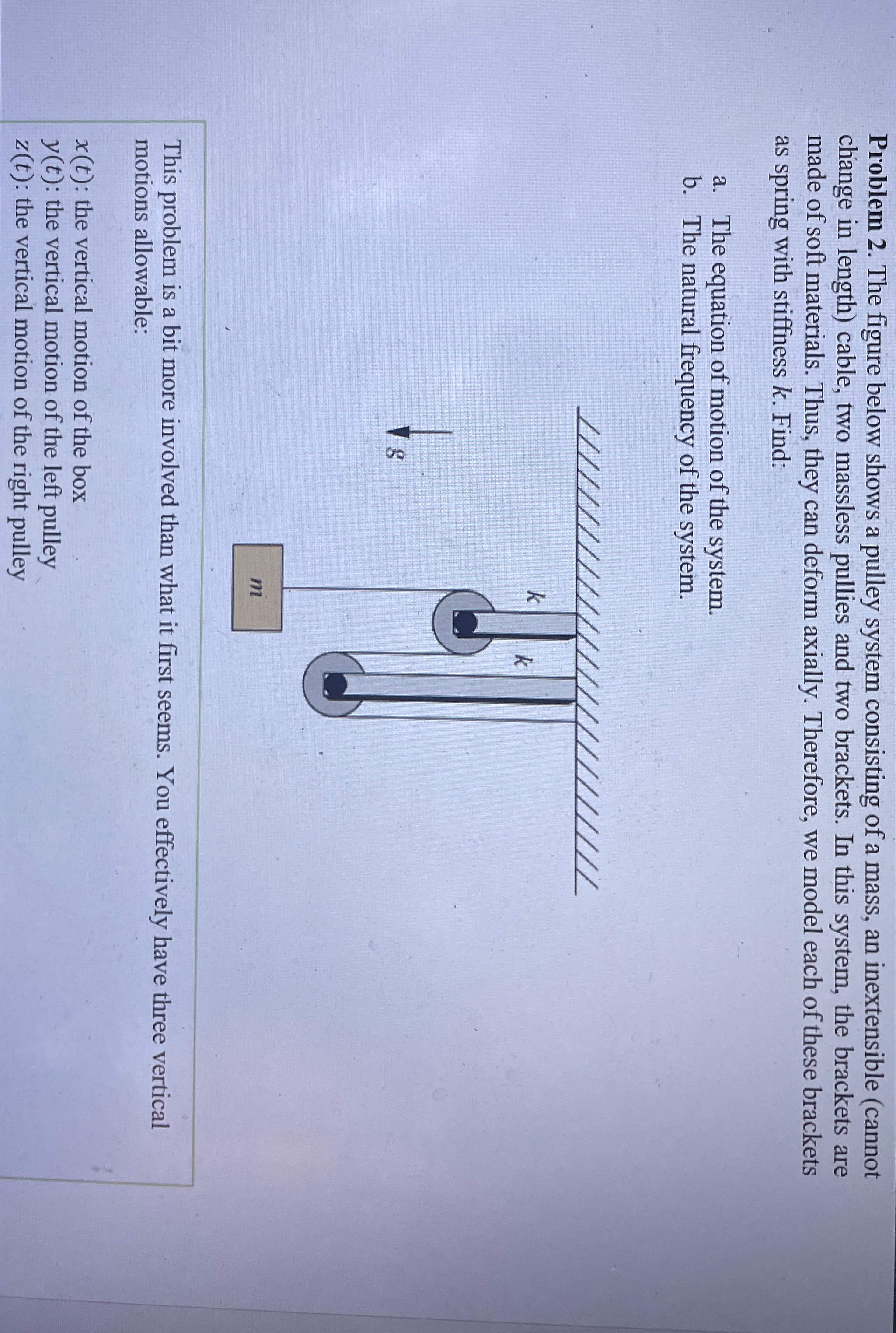 Problem 2 . The figure below shows a pulley