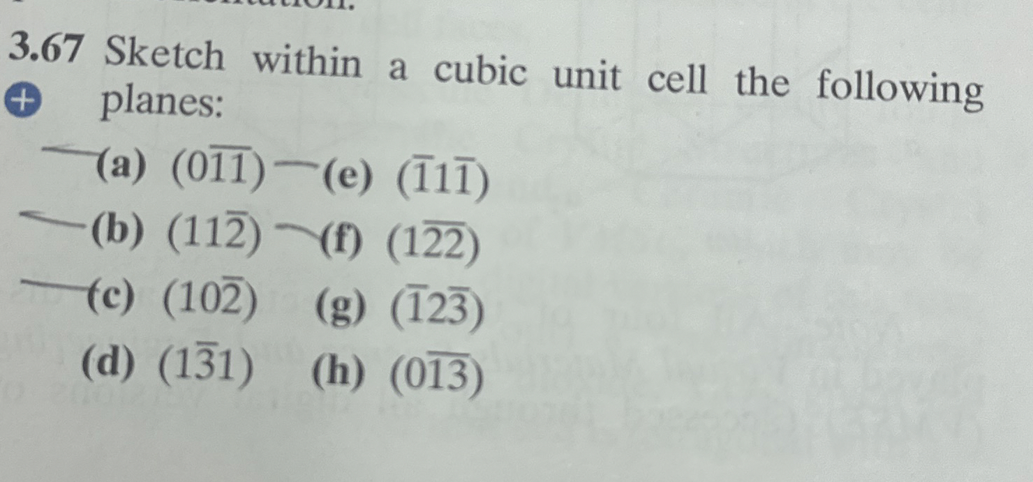 3 . 6 7 Sketch within a cubic unit cell the