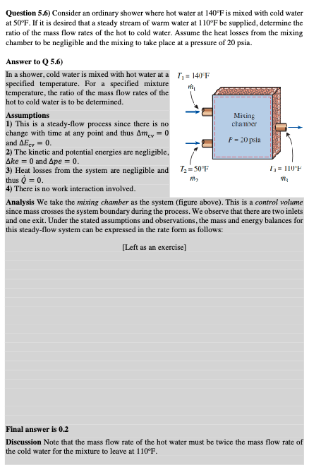 Question 5 . 6 ) Consider an ordinary shower