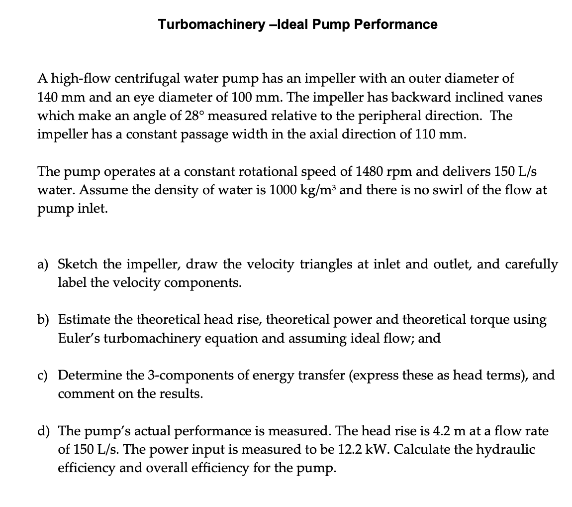 Turbomachinery - Ideal Pump Performance A high -