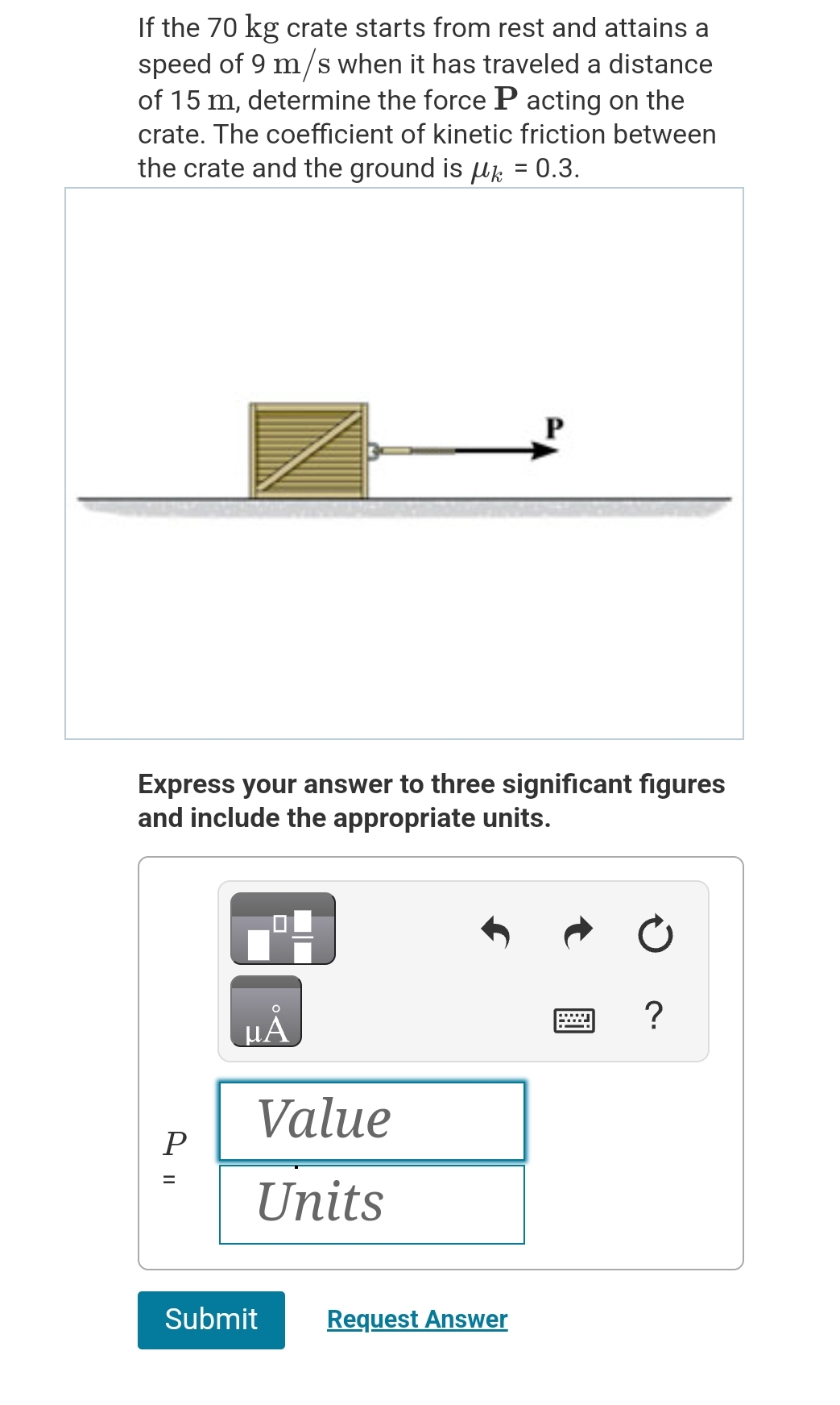 If the 7 0 kg crate starts from rest and attains