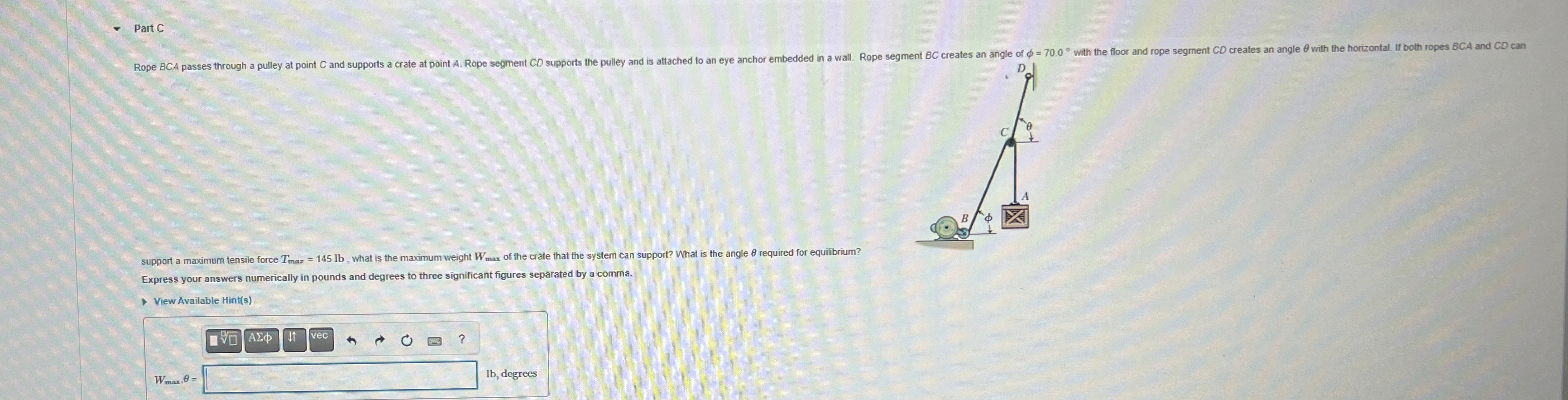 Part C support a maximum tensile force T m a x =