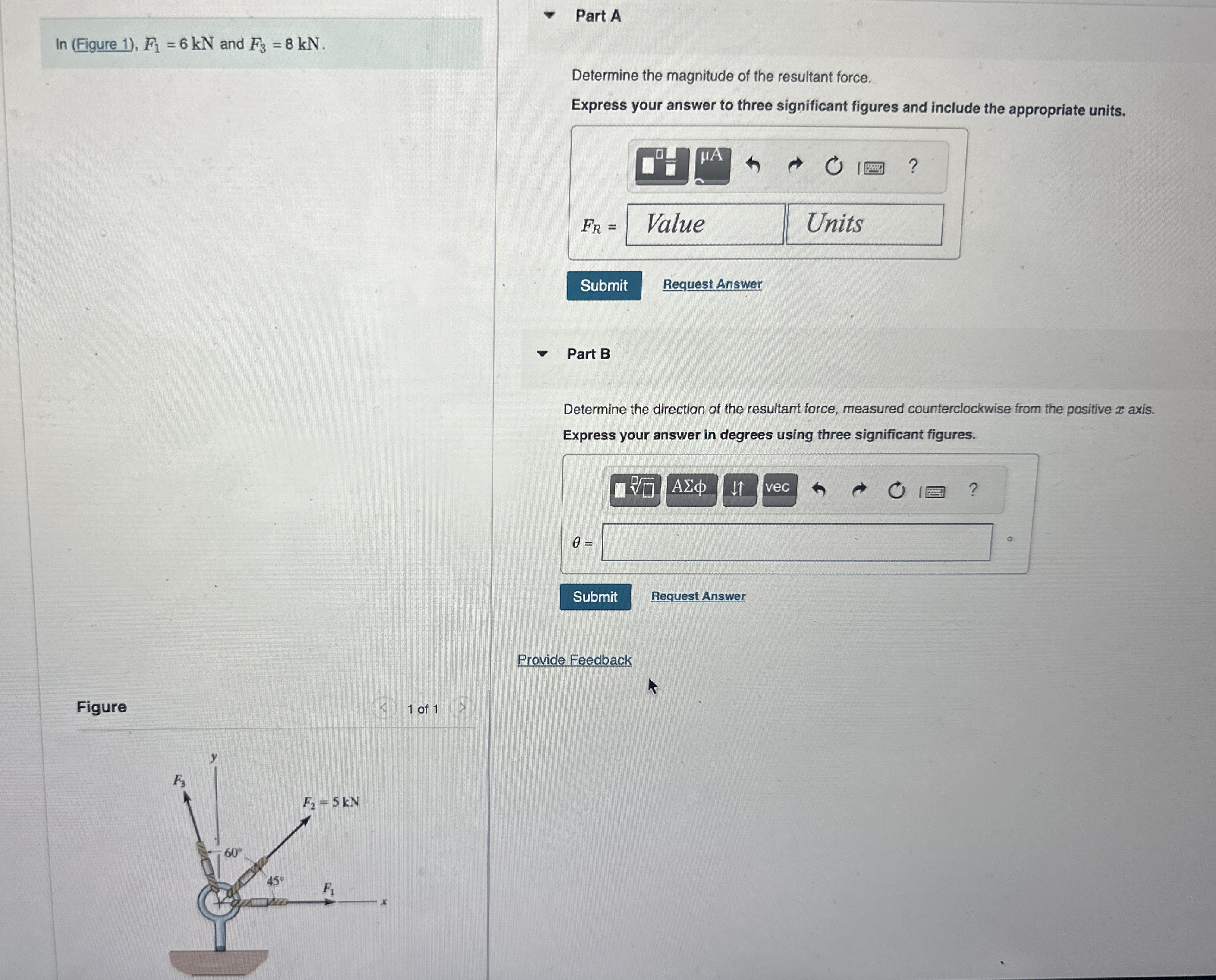 The vertical force F acts downward at A on the