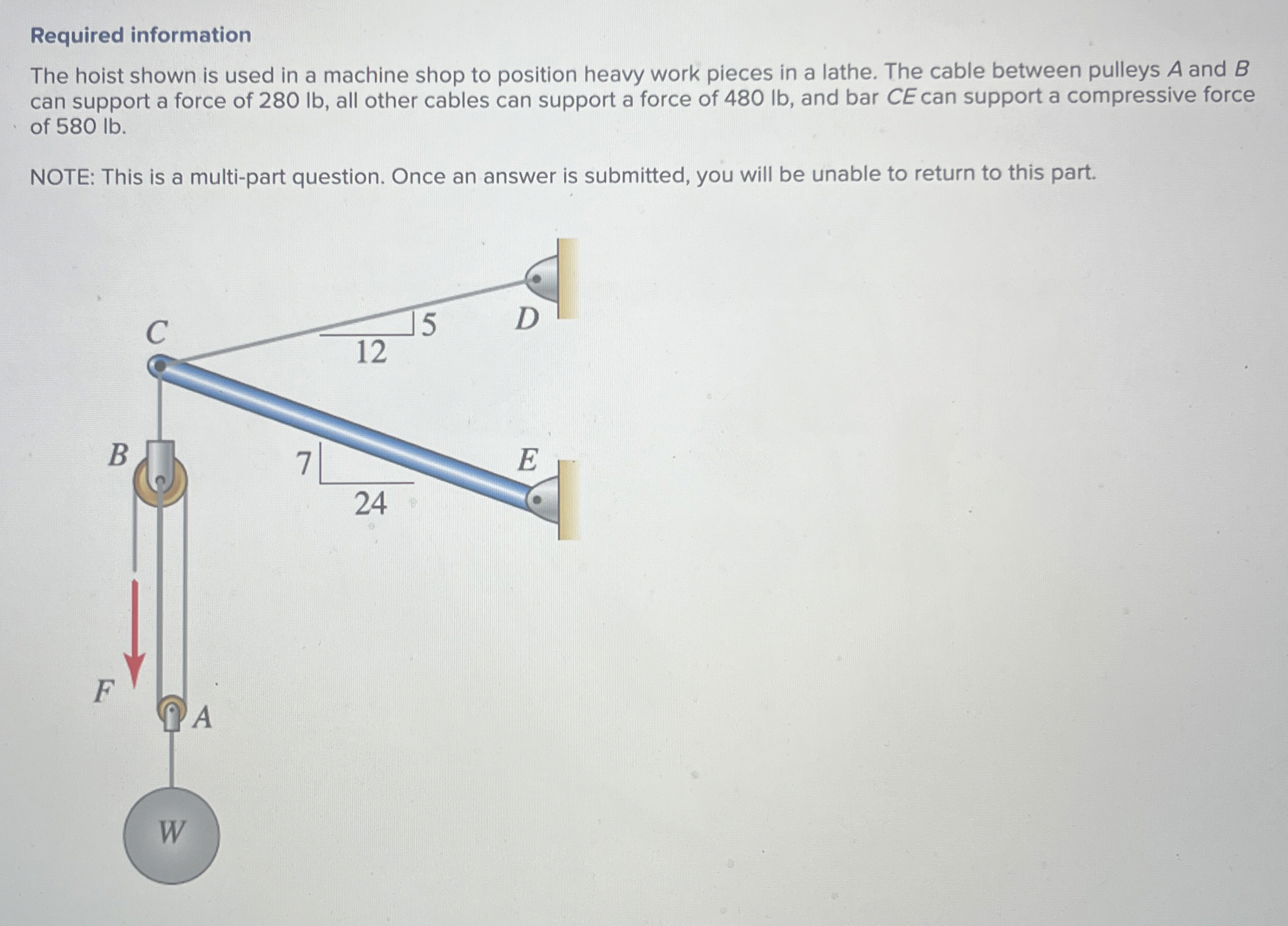 Required information The hoist shown is used in a