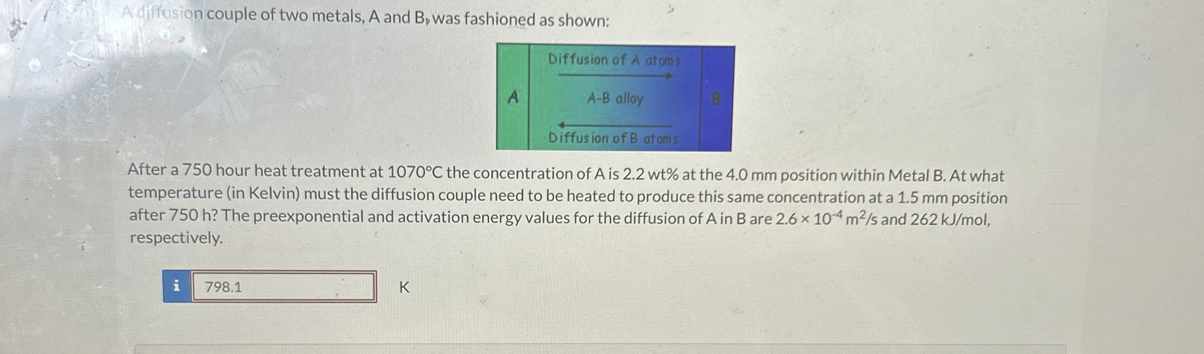 After a 7 5 0 hour heat treatment at 1 0 7 0 C