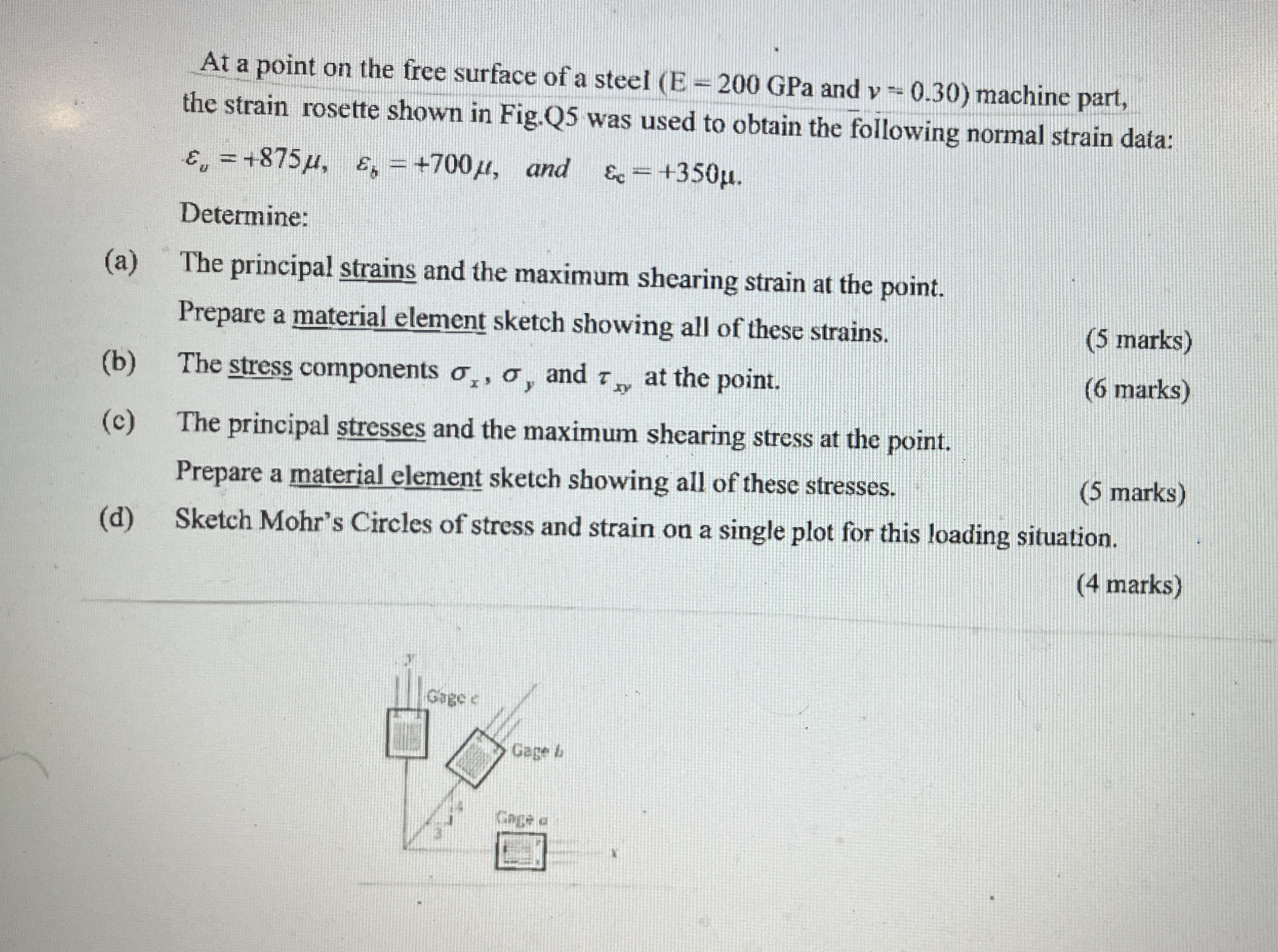 At a point on the free surface of a steel ( E = 2
