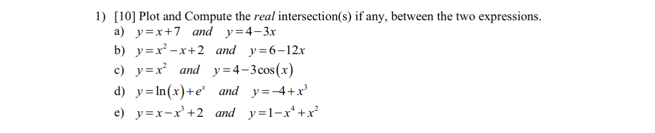 [ 1 0 ] Plot and Compute the real intersection (