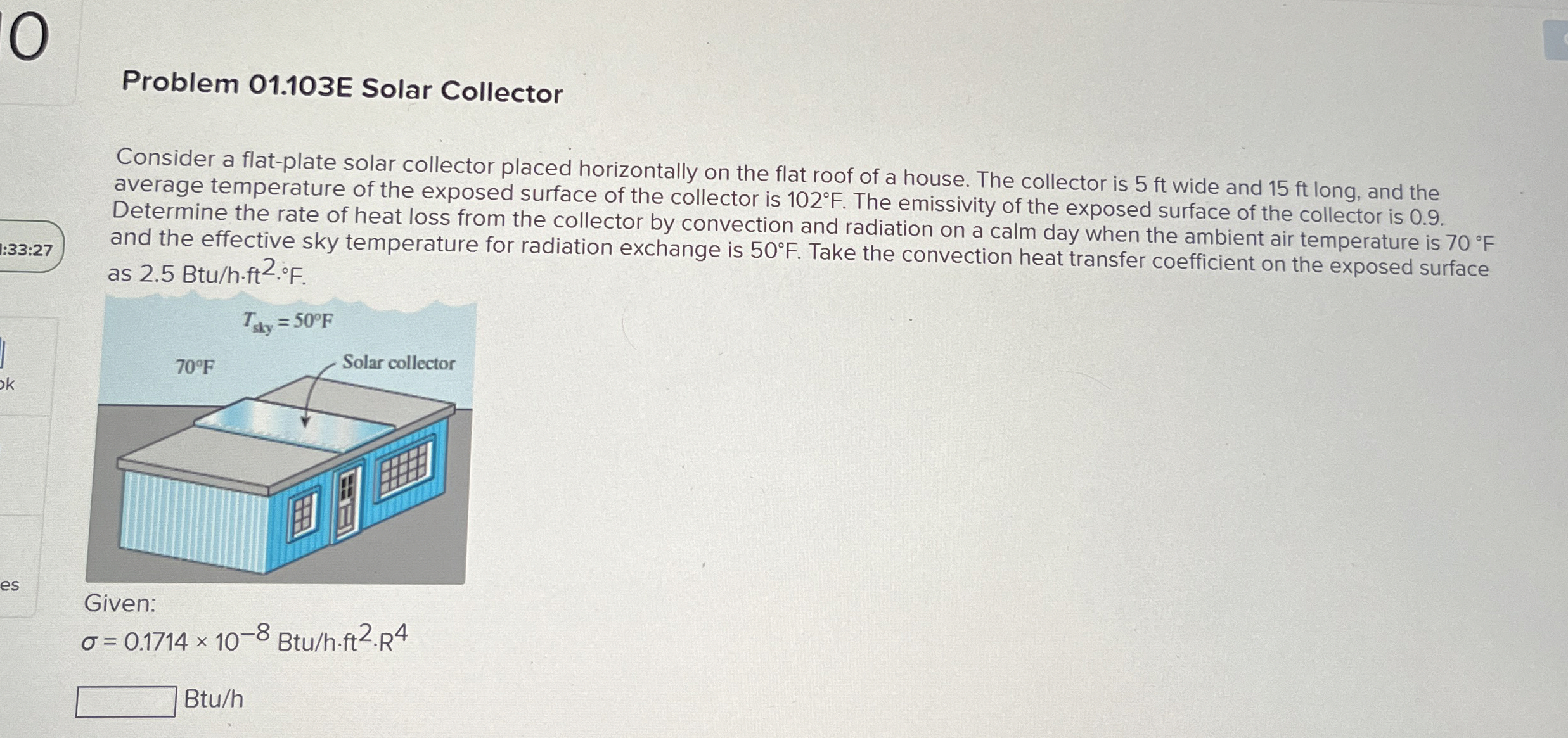 0 Problem 0 1 . 1 0 3 E Solar Collector Consider