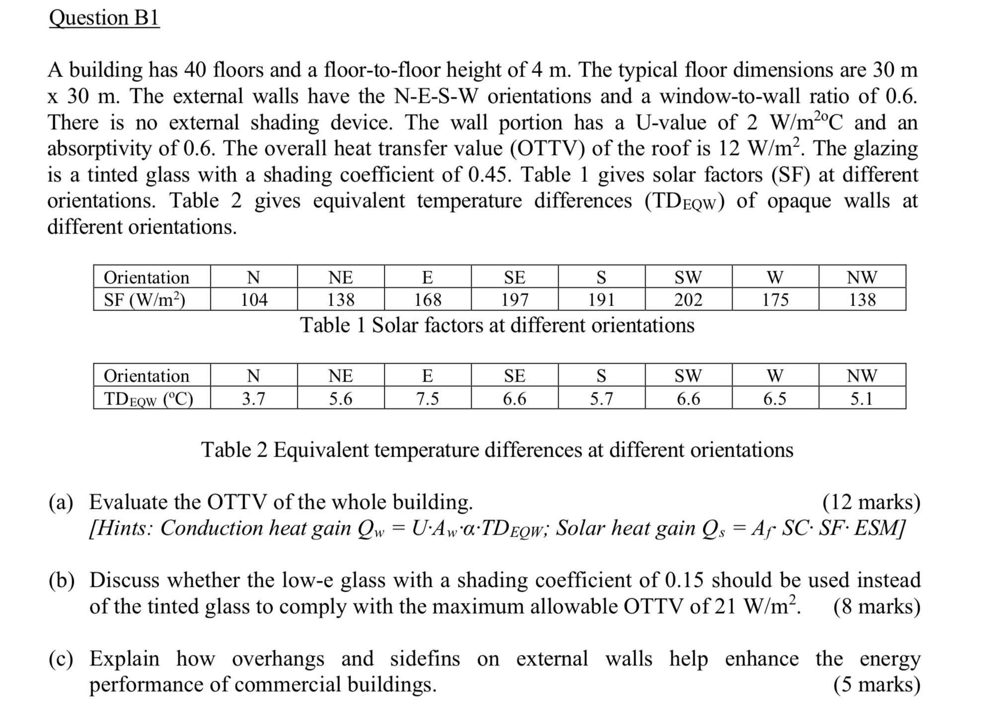 Question B 1 A building has 4 0 floors and a