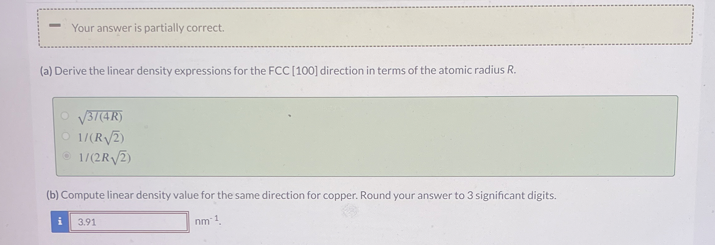 Your answer is partially correct. ( a ) Derive