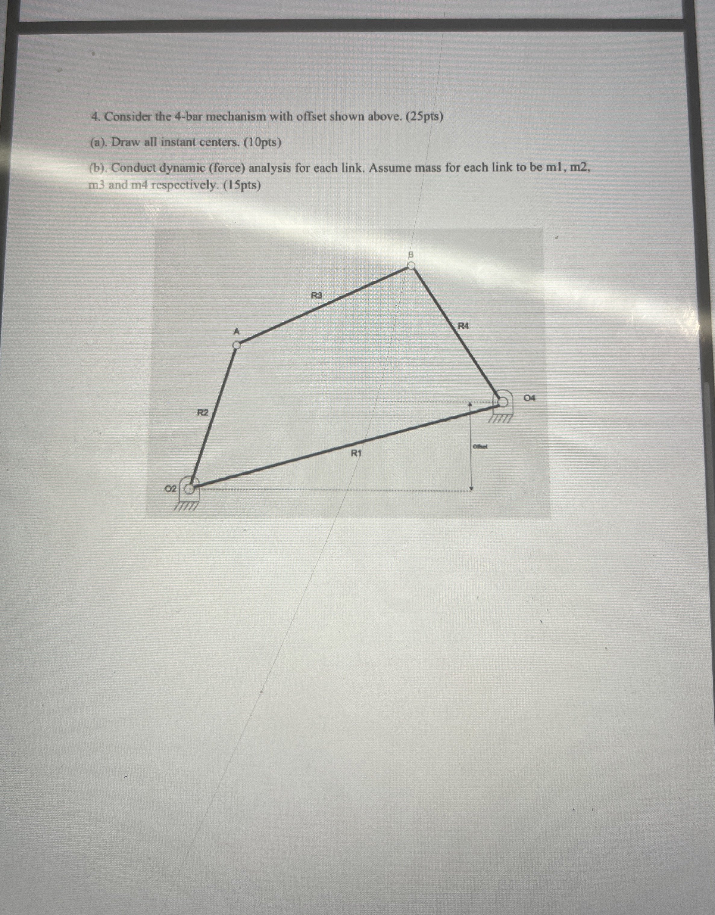 Consider the 4 - bar mechanism with offset shown