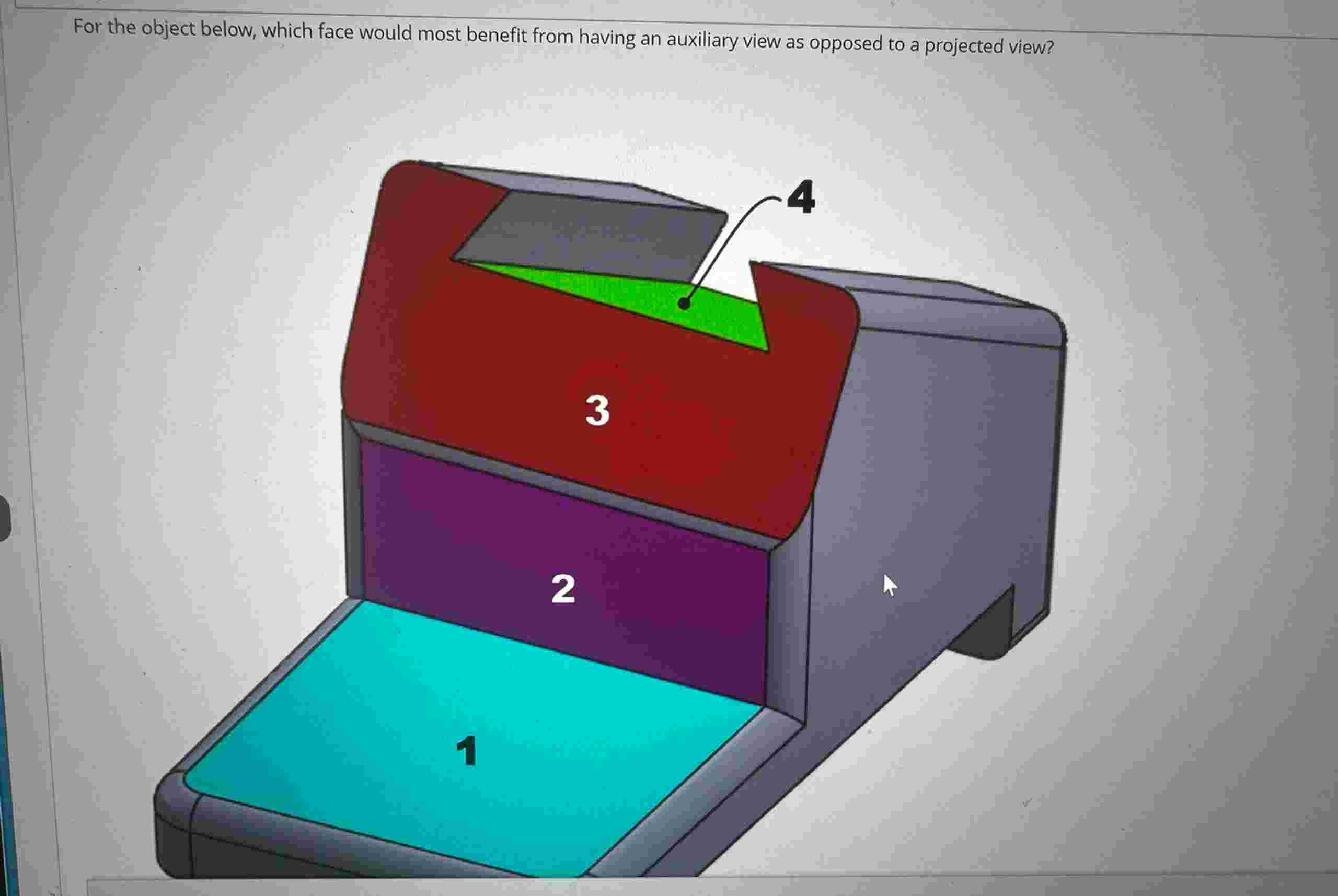 For the object below, which face would most
