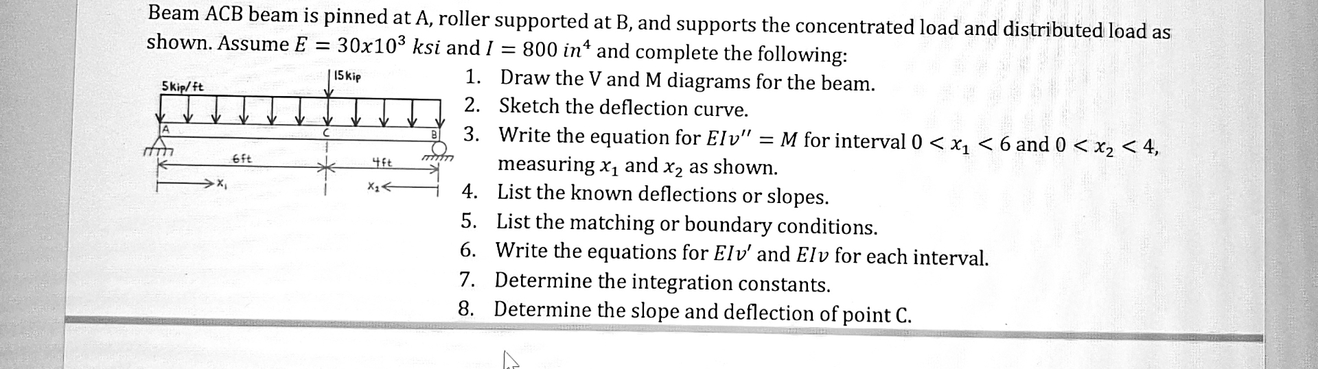 Beam ACB beam is pinned at A , roller supported