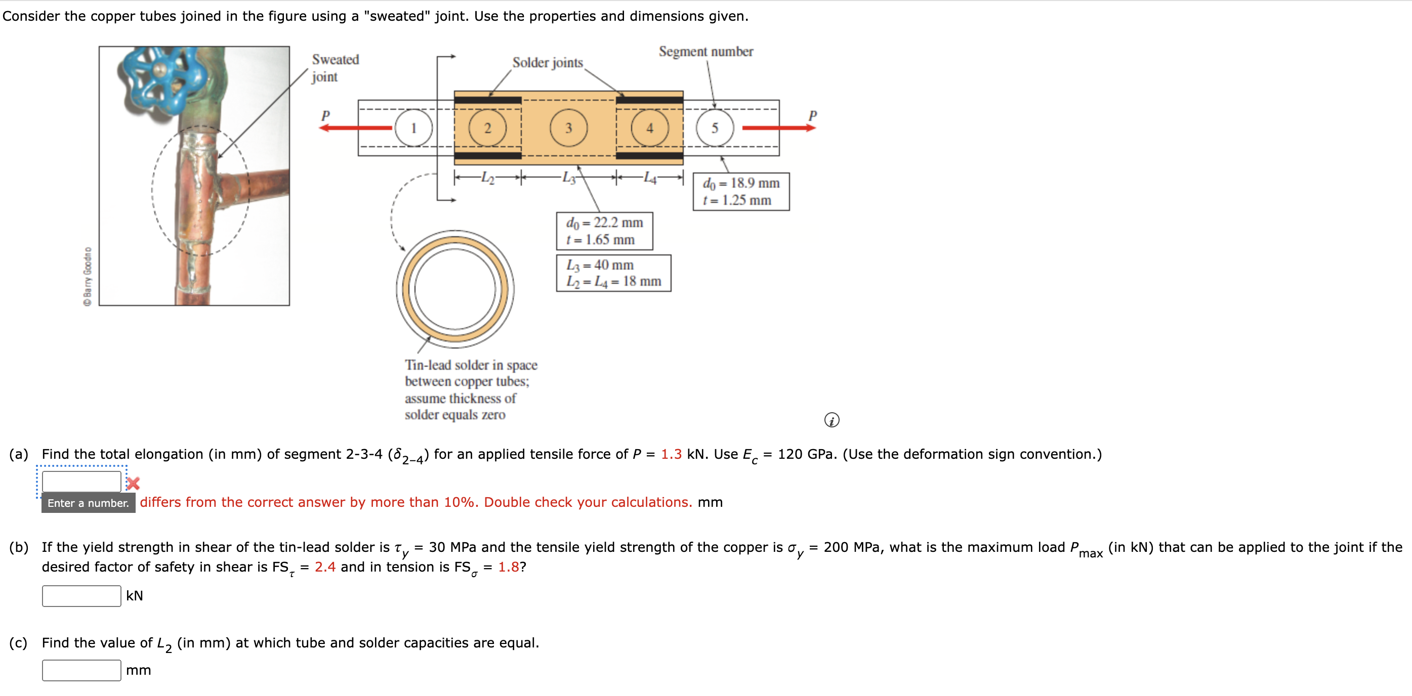 Consider the copper tubes joined in the figure