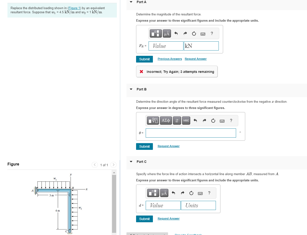 Replace the distributed loading shown in ( Figure