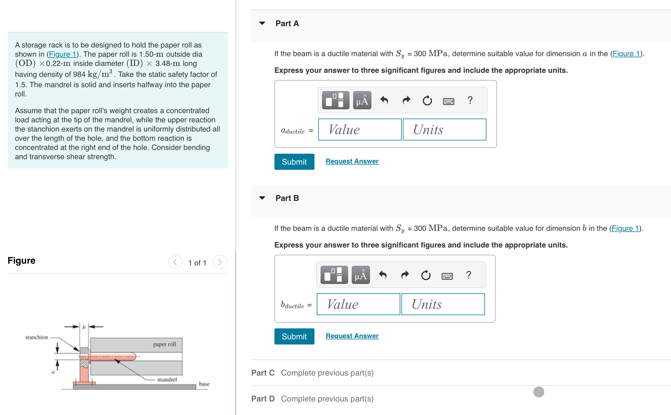 Part A A storage rack is to be designed to hold