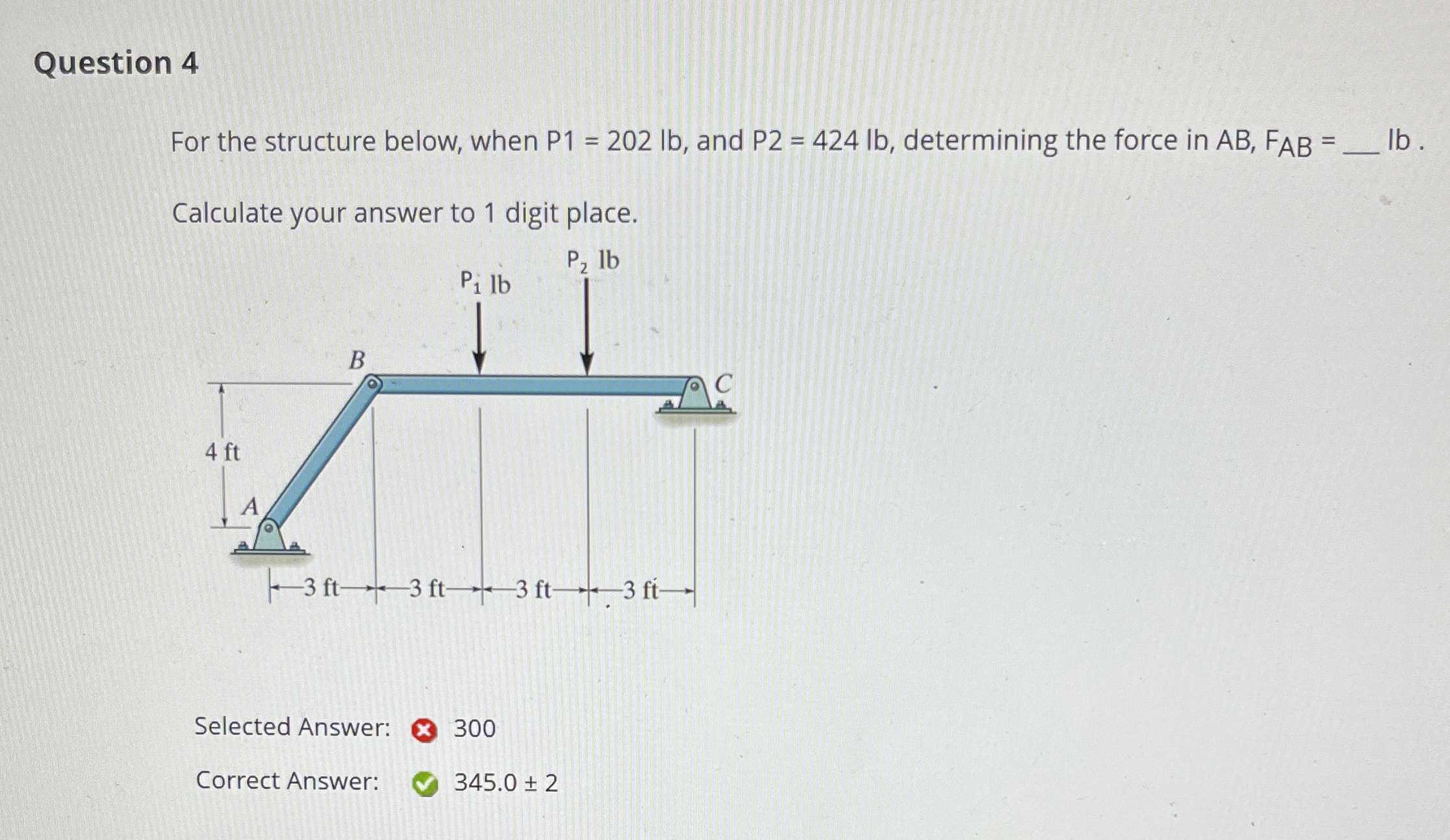 Question 4 For the structure below, when P 1 = 2