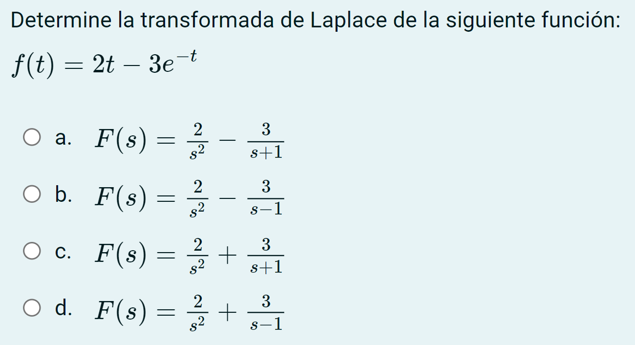 Determinar la transformada de Laplace de la