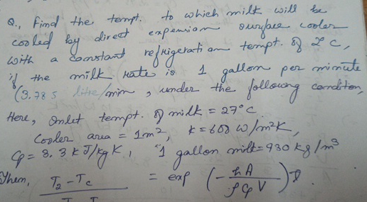 Q . , Find the tempt. to which milt will be