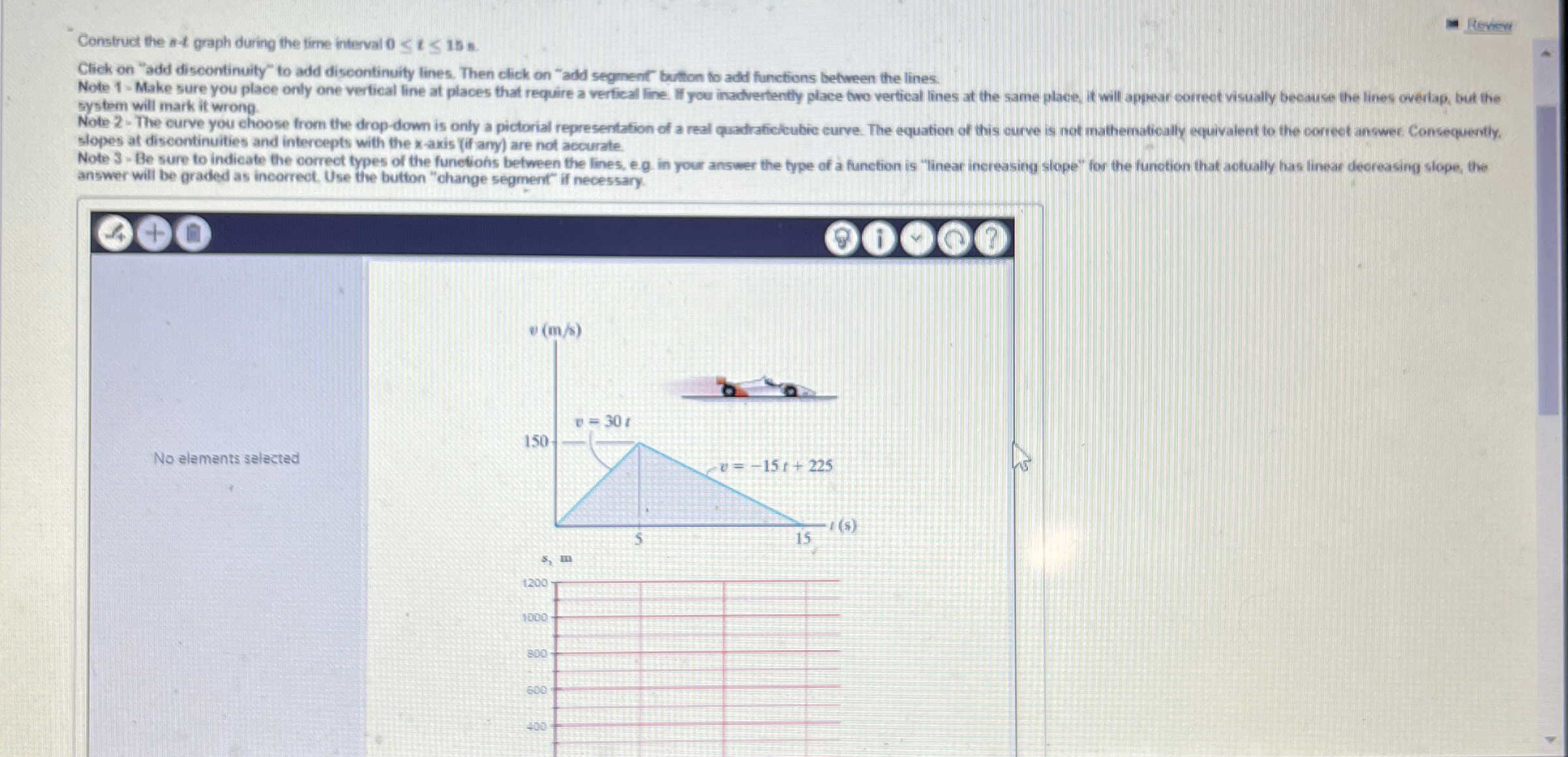 Construct the 8 t graph during the fime interval