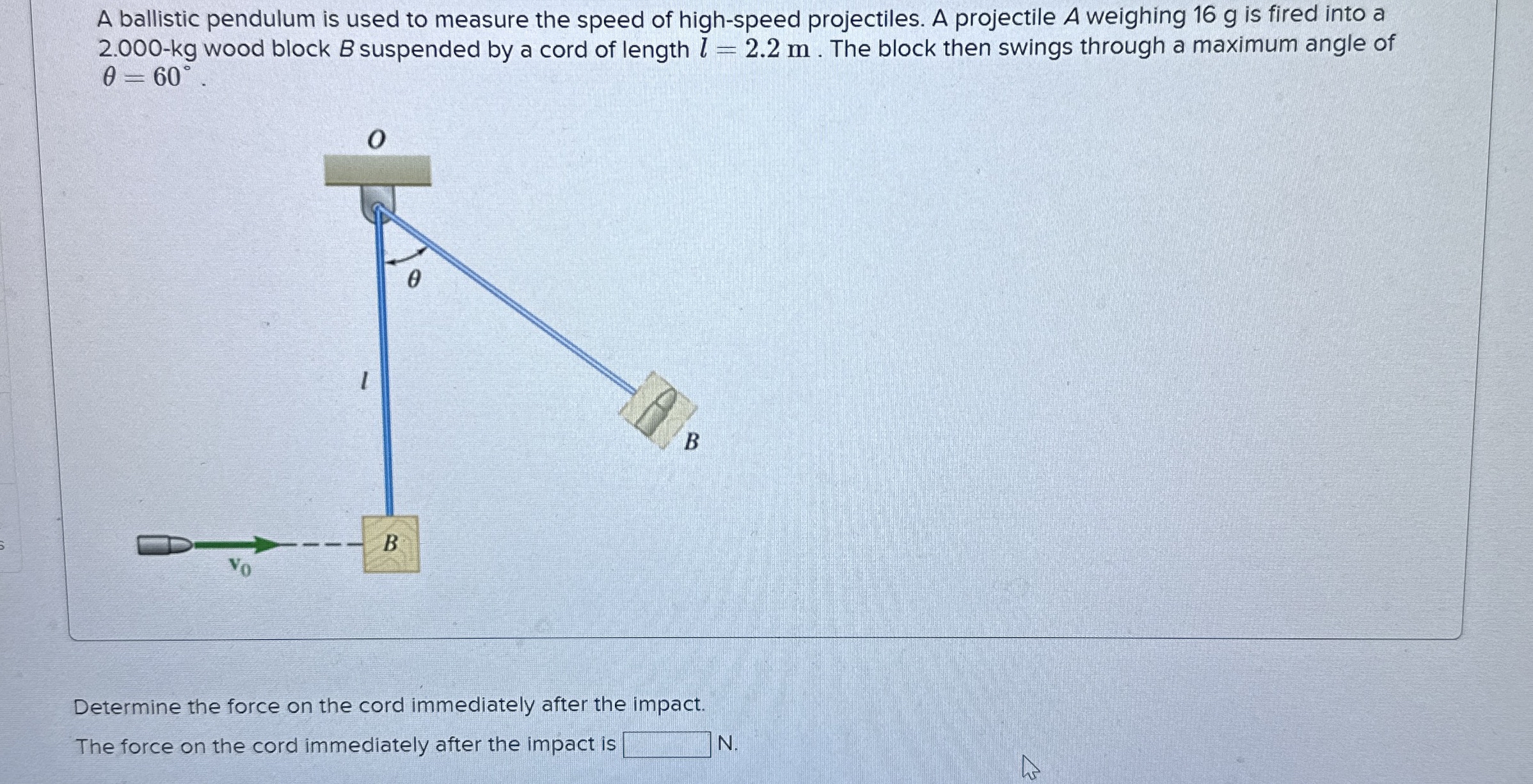 A ballistic pendulum is used to measure the speed