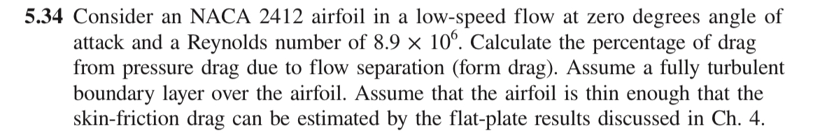 5 . 3 4 Consider an NACA 2 4 1 2 airfoil in a low
