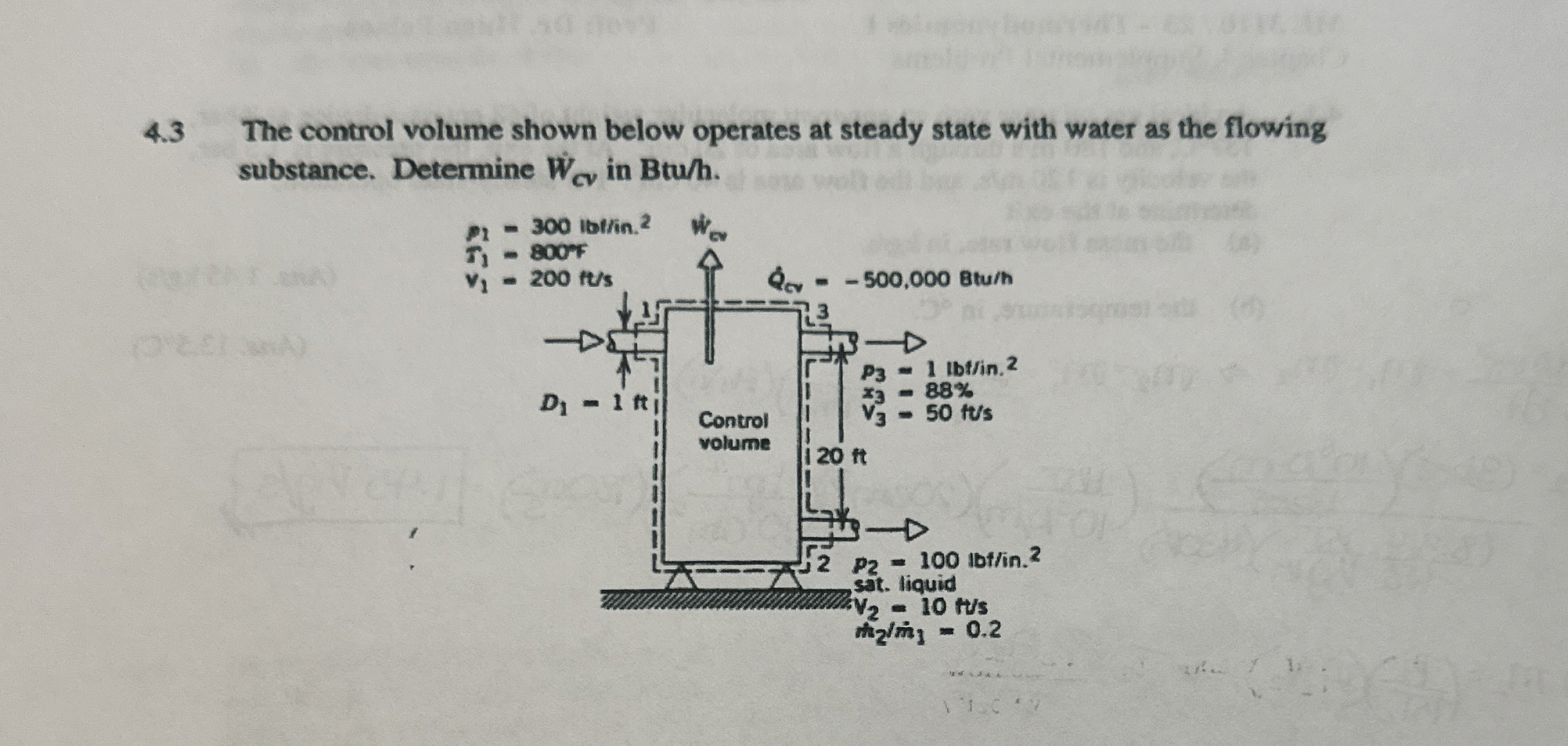 4 . 3 The control volume shown below operates at