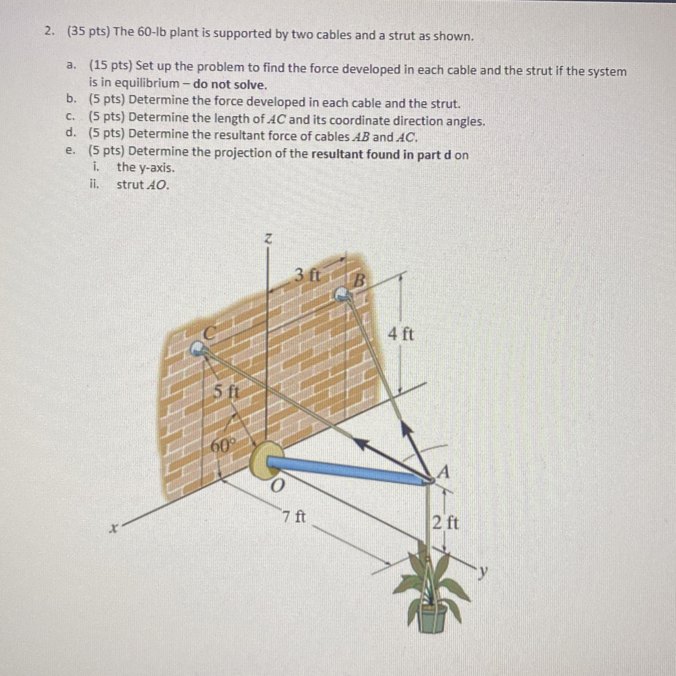 ( 3 5 pts ) The 6 0 - l b plant is supported by