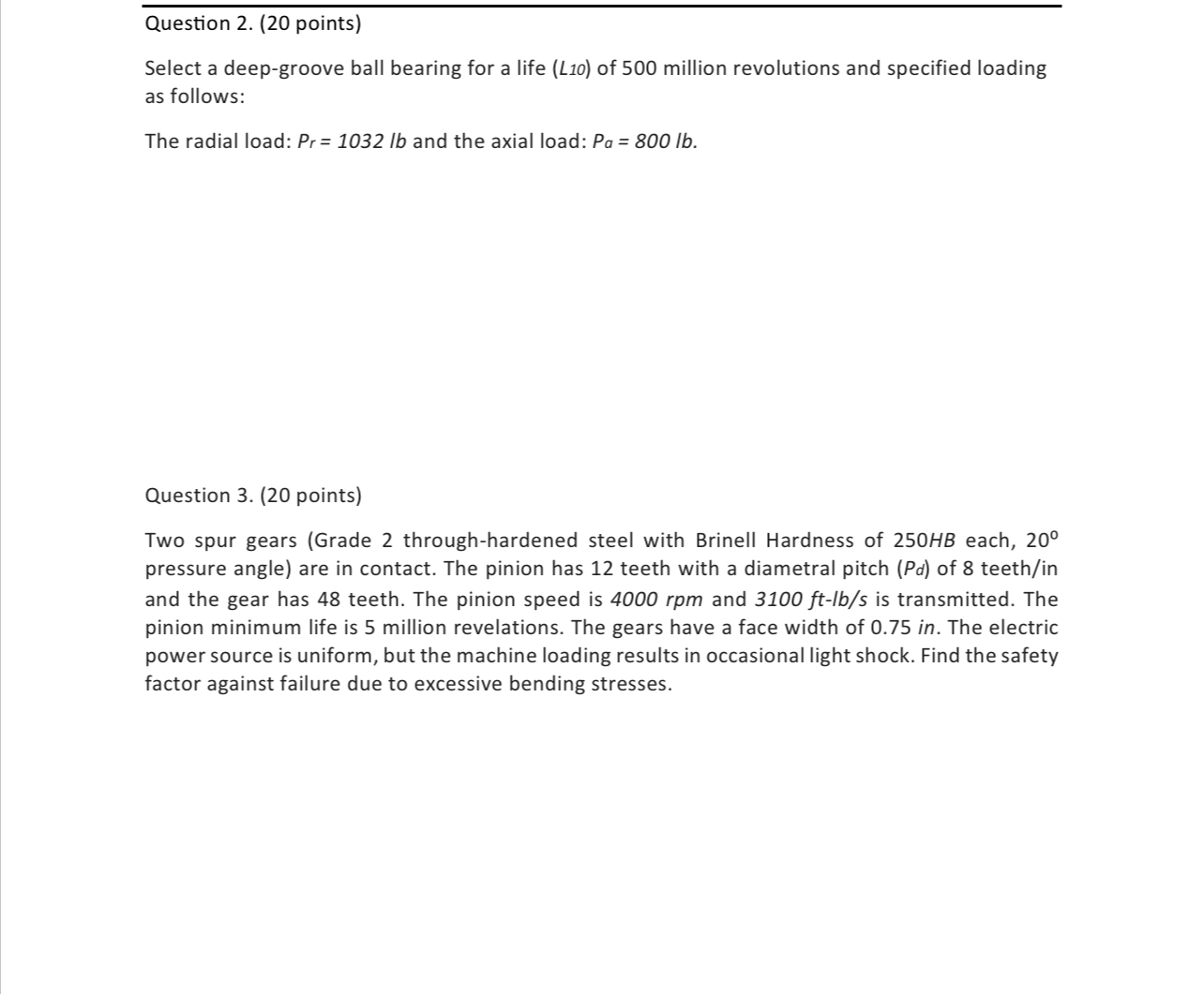 Question 2 . ( 2 0 points ) Select a deep -