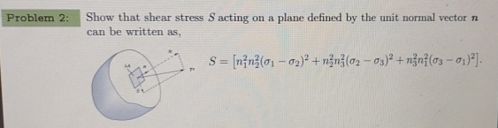 Show that shear stress S acting on a plane