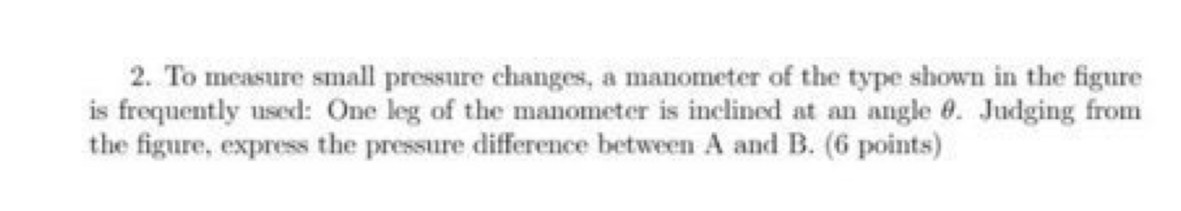 To measure small pressure changes, a manometer of