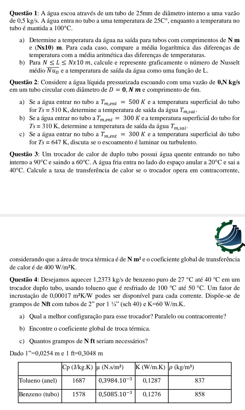 Quest o 1 : A gua escoa atrav s de um tubo de 2 5