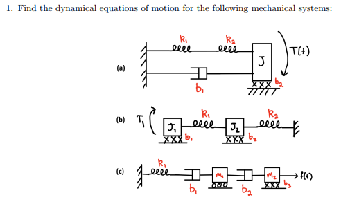 1 . Find the dynamical equations of motion for
